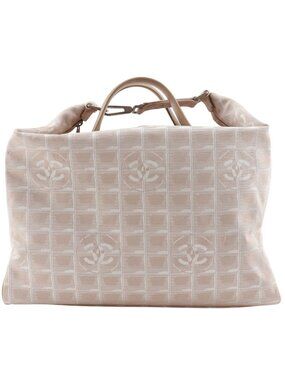 Chanel New Travel Line Nylon Canvas Beige Boston Bag